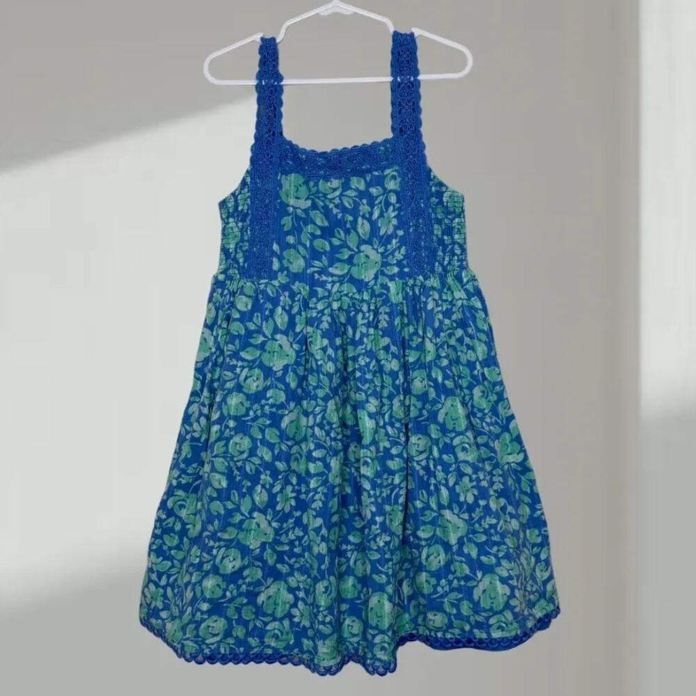 Joie Floral Lace-Trim Dress – Blue & Green (Girls 7)
